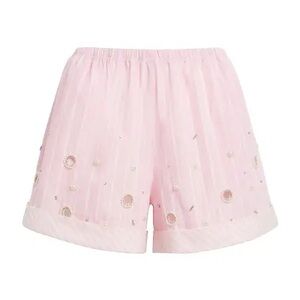 Sandro Rhinestone Striped Shorts‎ in Pink - Pearl Embellished - Size 36 / S